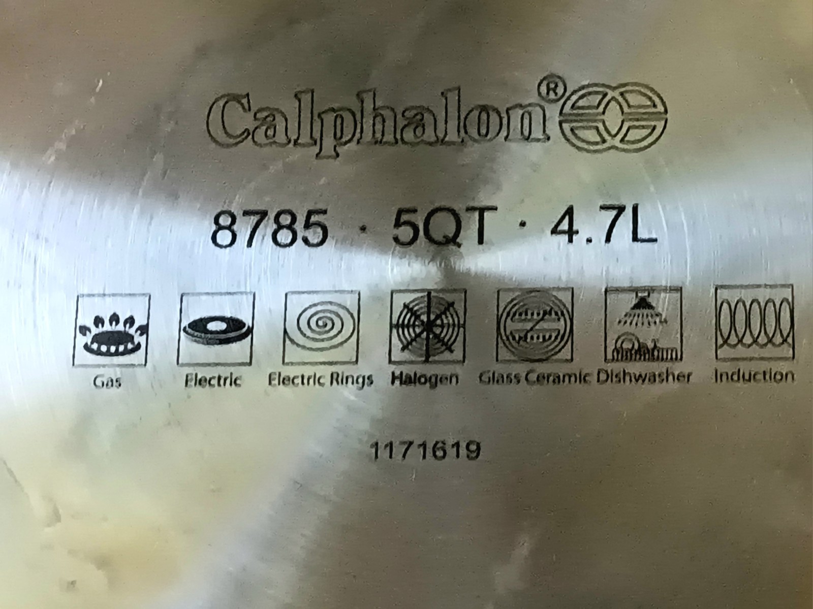 Calphalon 10” Induction Stainless Steel Dutch Oven 5QT Pot & Glass Lid No. 8785