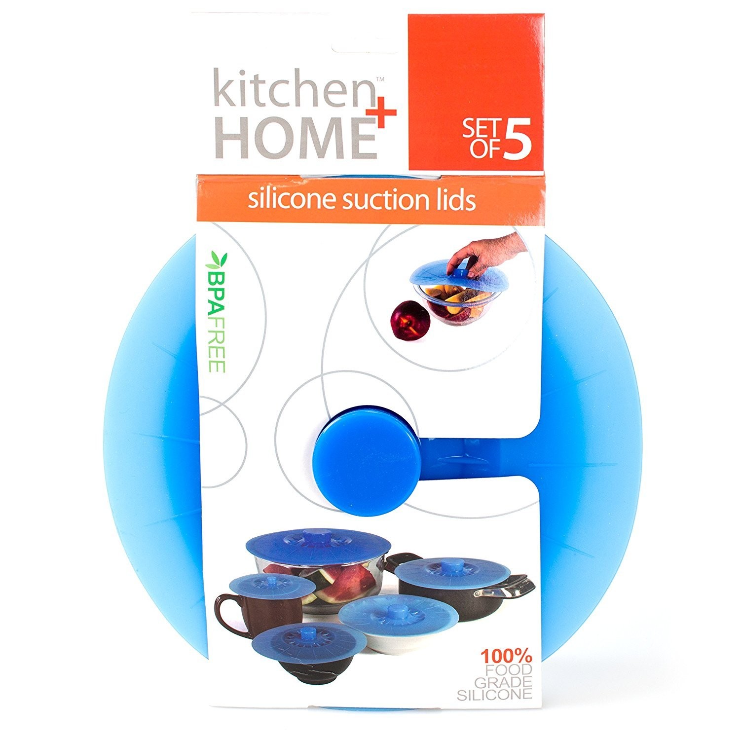 Kitchen + Home Silicone Suction Lids and Food Covers – Set of 5 – Fits variou…