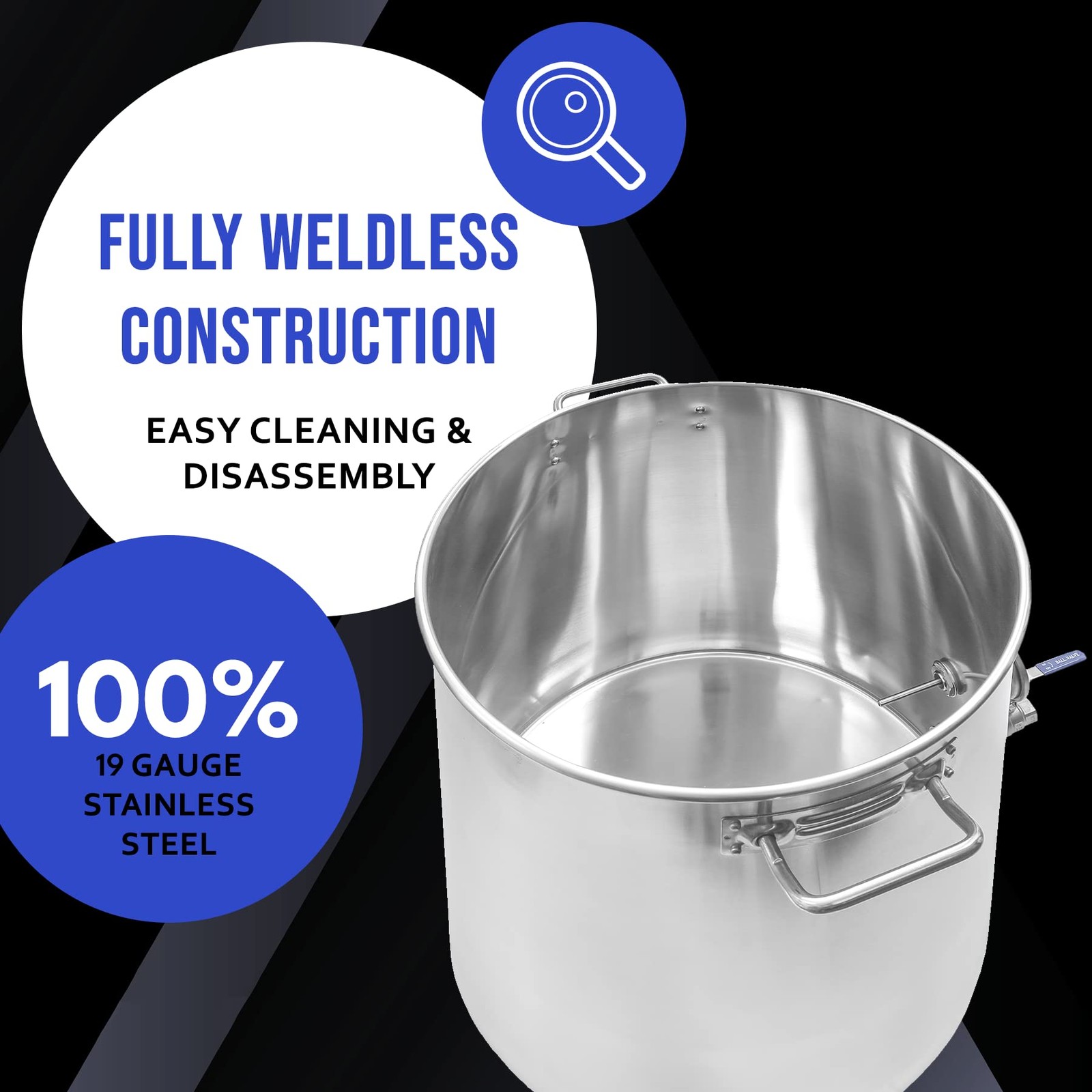 Concord Cookware Concord Stainless Steel Home Brew Kettle Stock Pot Weldless