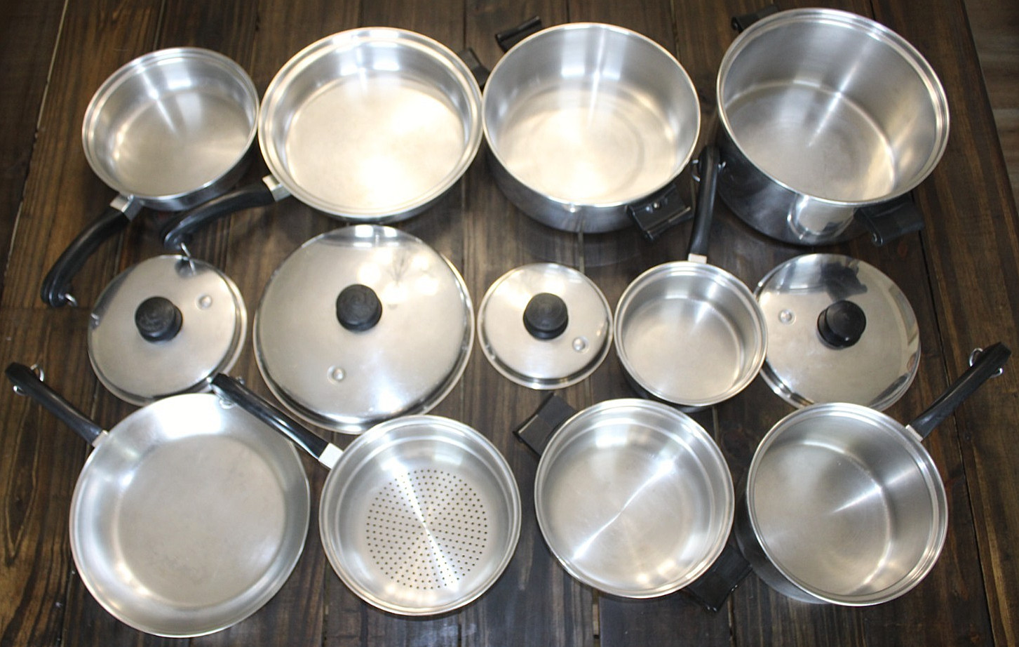 Saladmaster 13 Piece Set – T304S Stainless Steel – Vapo Cookware Pot Pan Skillet