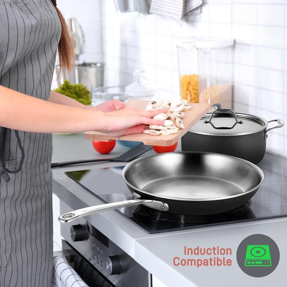 NutriChef 8-Pc 4-Ply Cookware Set – Stylish Pots & Pans w/Steel Handles
