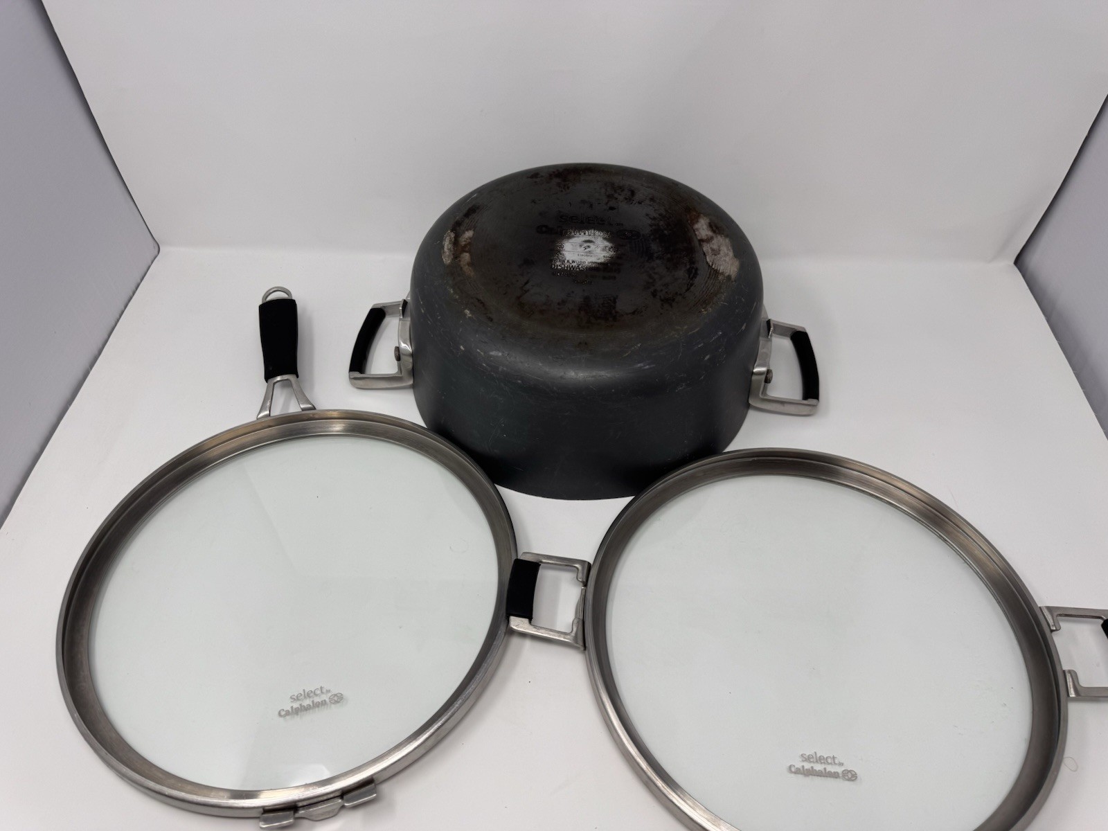 Calphalon Select HC H8785 5 Qt Stainless Dutch Oven Flat Glass Lids Pot