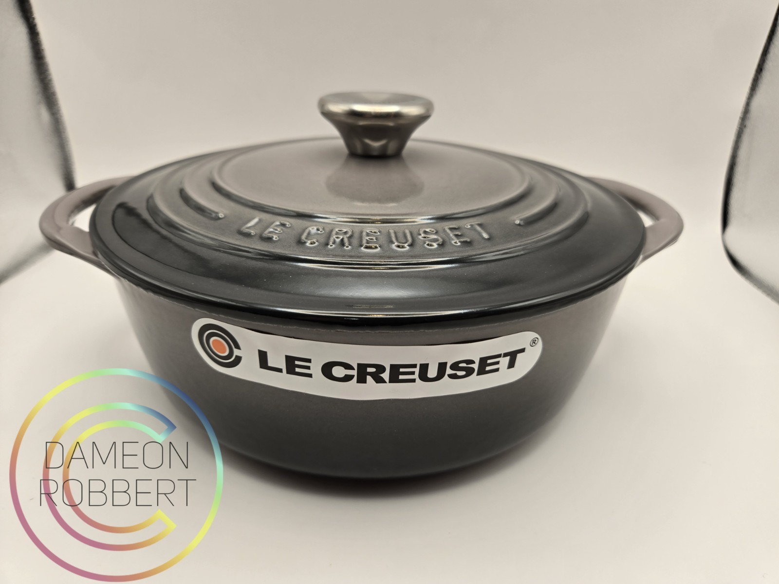 Le Creuset #22 2.75Qt ECI Round Cocotte Bis🦪Oyster/Flint🩶NIB🎁W/FREE LC GIFT🎁