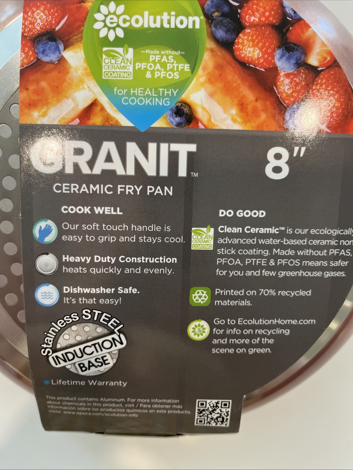 Ecolution Healthy Cook GRANIT 8″ Non-Stick Ceramic Fry Pan Woodgrain / Rose Gold