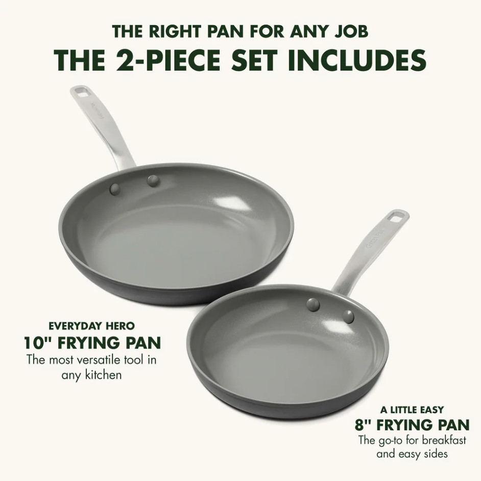 GreenPan Chatham 8″ & 10″ Ceramic Nonstick Fry Pan Set Hard Anodized Skillets
