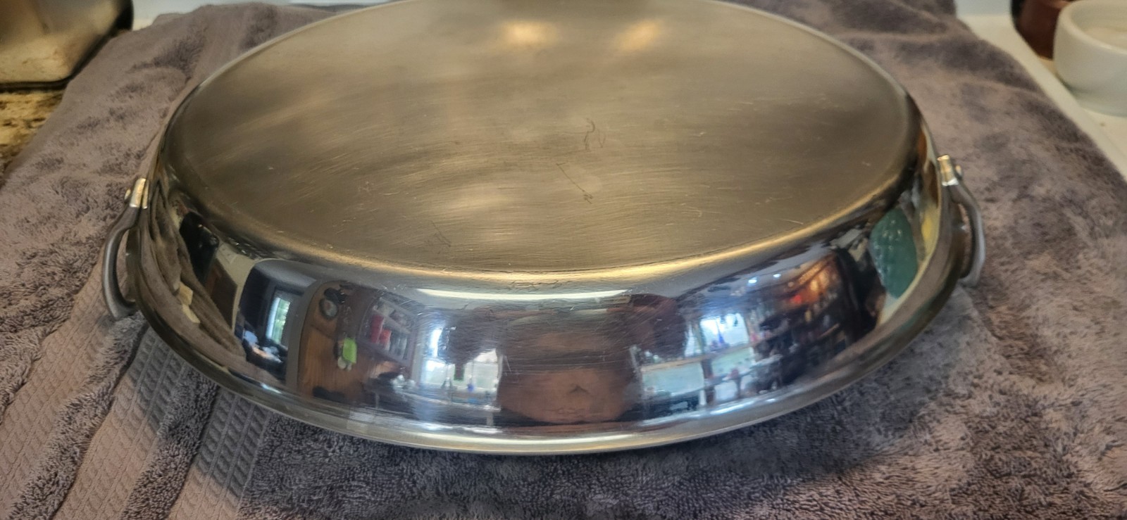 All-Clad Stainless Steel Round Saute Pan 13 in Double Handle Silver