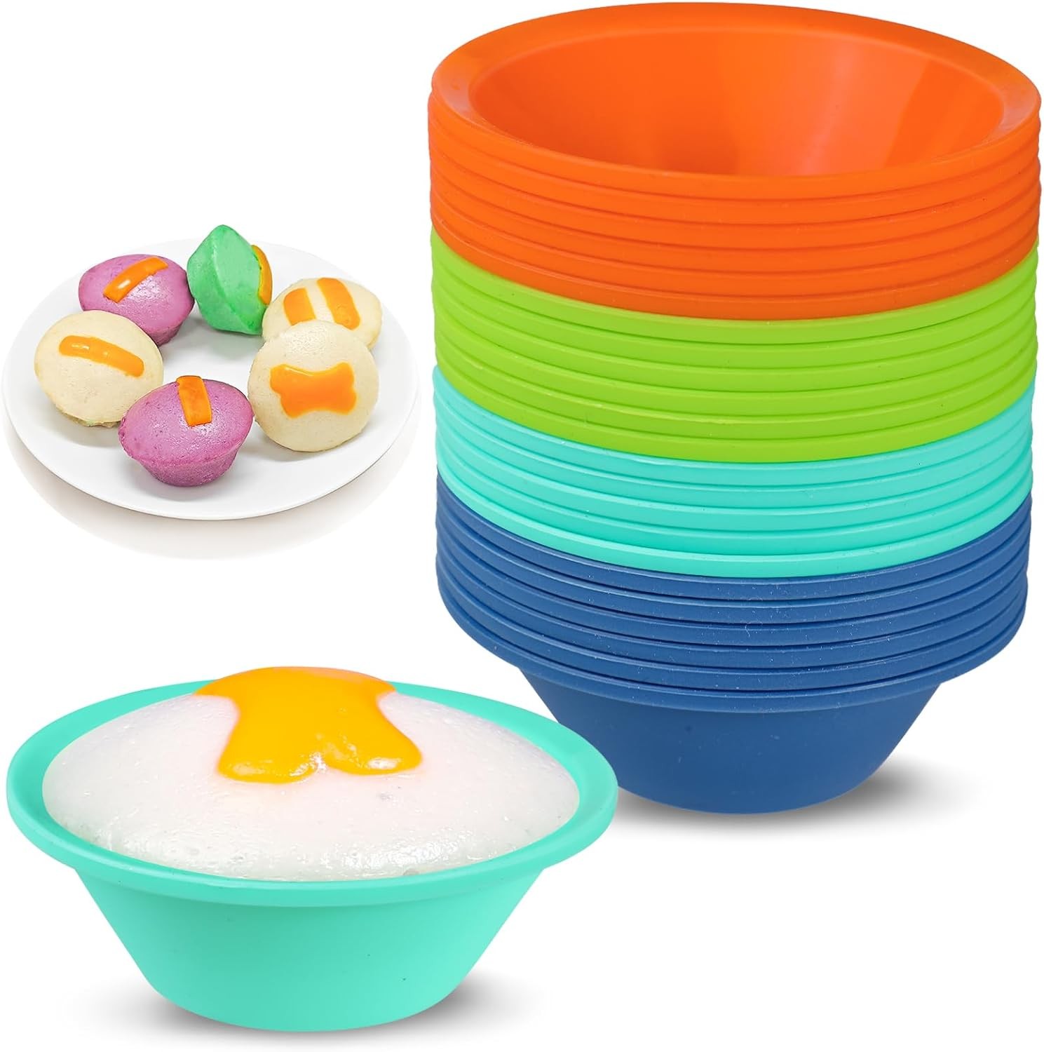 24 Pcs Silicone Puto Molder Filipino Medium-Size 2.75 Reusable Puto Baking C
