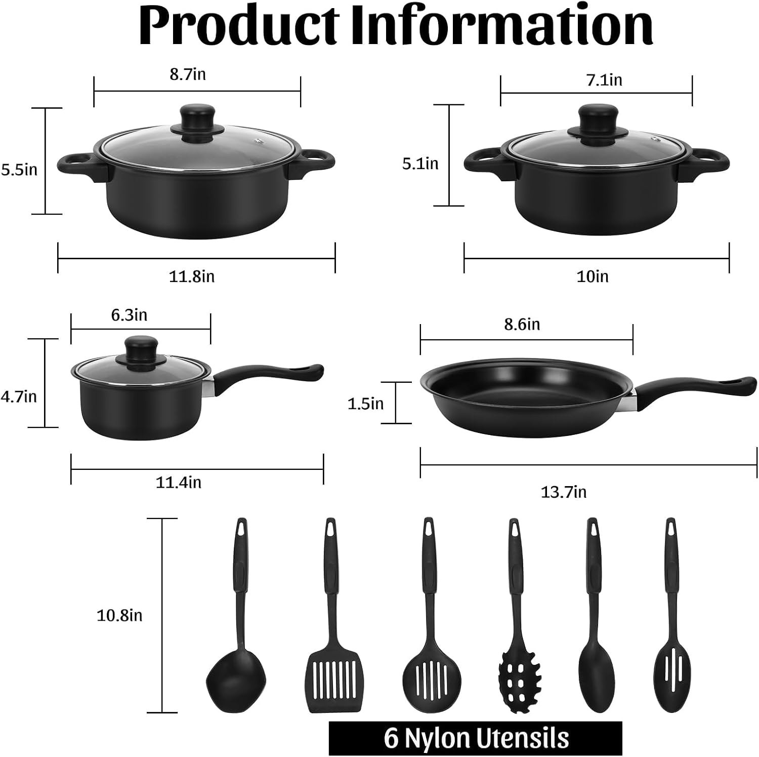 Camping Non-Stick Cookware Set 13 Pieces Lightweight Cast Iron Pans Pots