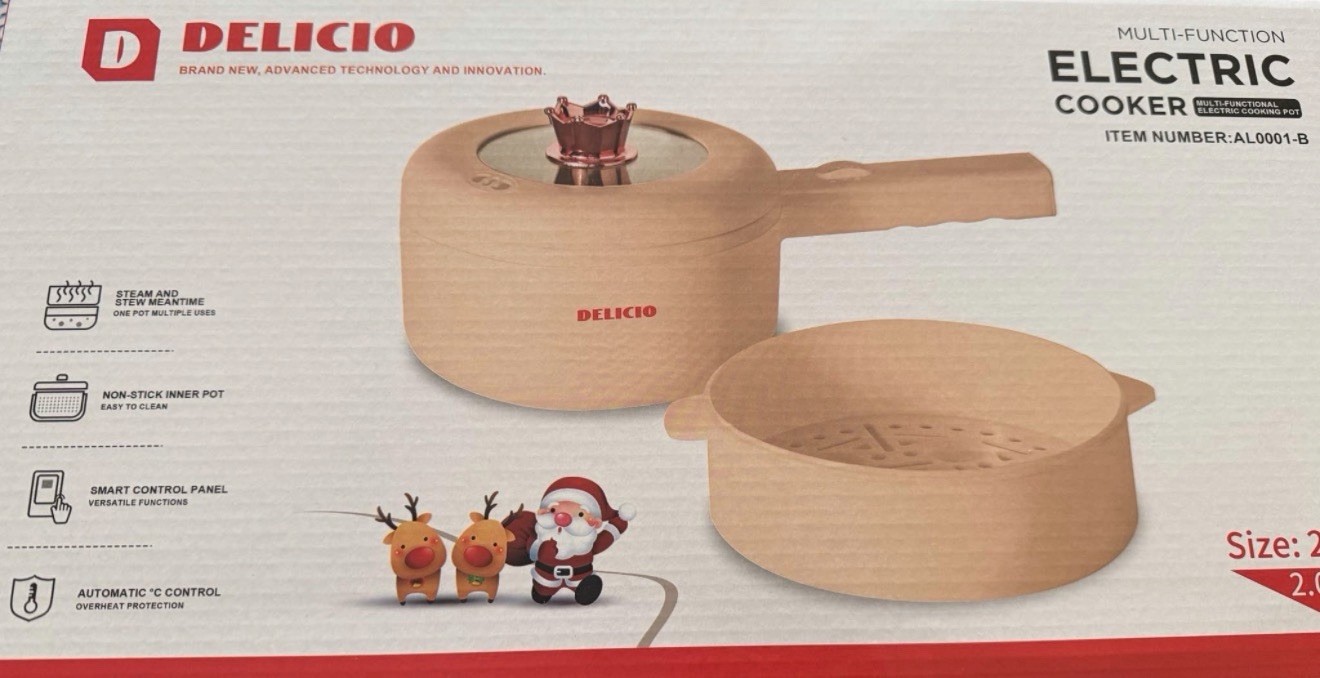 Delicio Multi-Function Electric Cooker 2.0L Pink Steamer Basket Lid AL0001-B