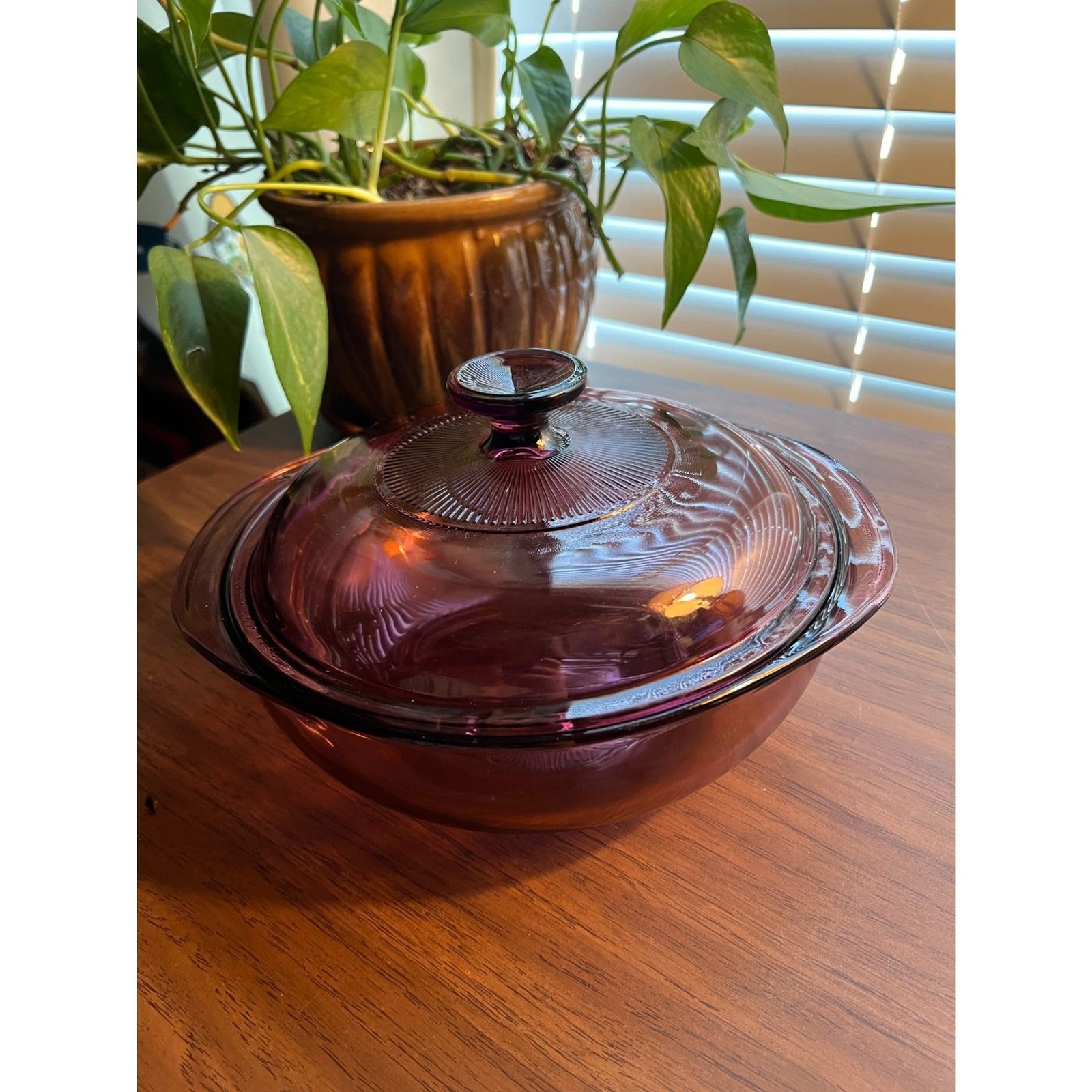 LOT 2 Mismatched CRANBERRY PYREX: USA Visions 024 Casserole + FRANCE Lid