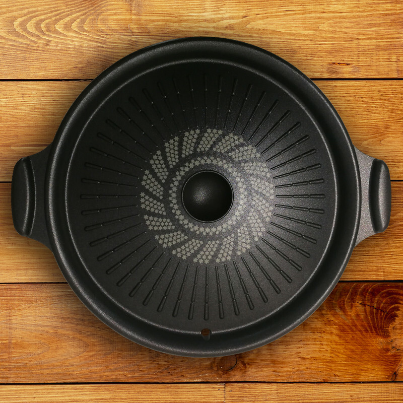 Korean Tabletop Center Raised Round Grill Pan for BBQ Bulgogi Grill