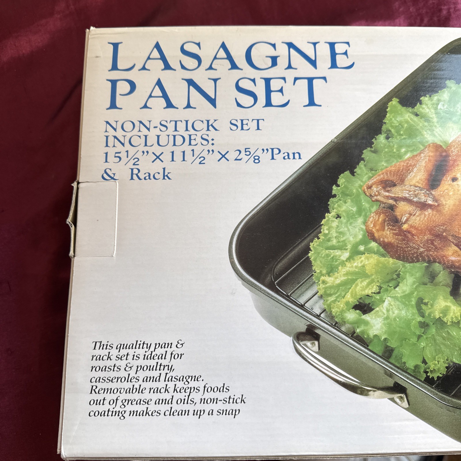 Roasting Lasagna Non-Stick Pan Set with Rack 15.5″ x 11.5″ x 2 3/4″ New