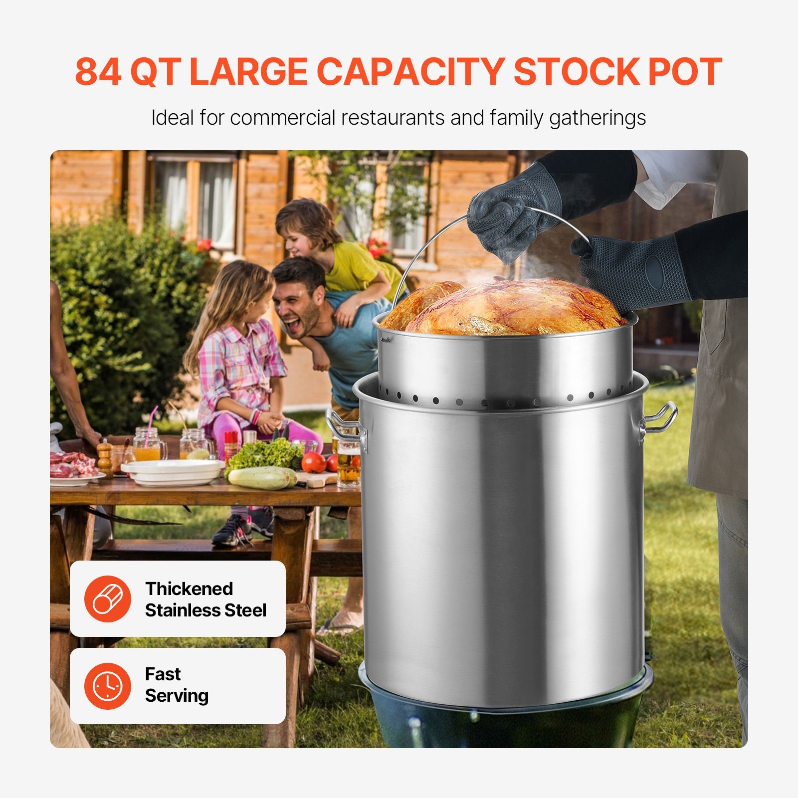 Stainless Steel Stockpot, 84 Quart Large Cooking Pots, Cookware Sauce Pot