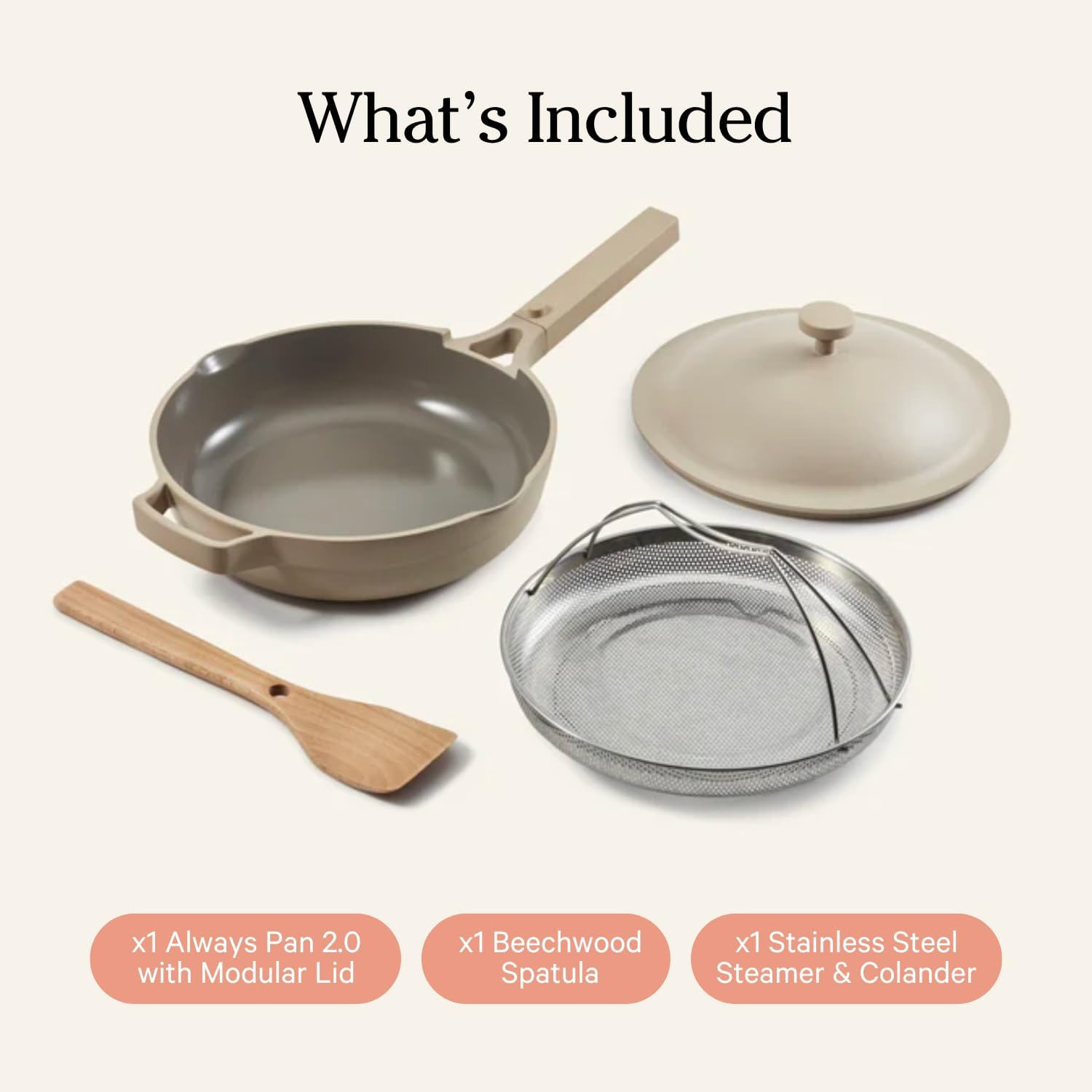 Always Pan 2.0 | 10.5″ Ceramic Pan with Modular Lid, Steamer Basket & Spatula |