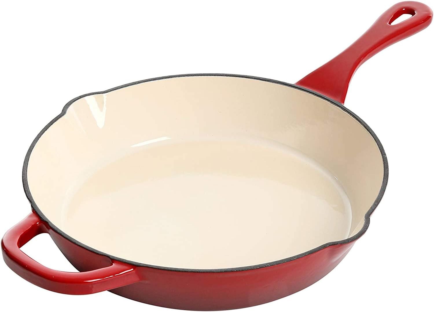 Crock Pot Artisan 10 Inch Enameled Cast Iron Round 10-Inch Skillet, Red