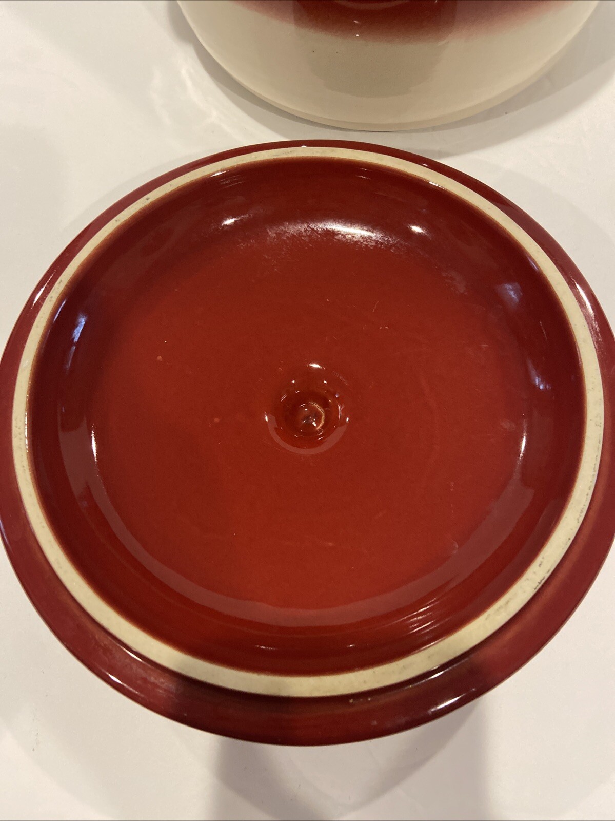 Emile Henry Dutch Oven Dark Red Two Tone Stoneware France Covered Stew Pot