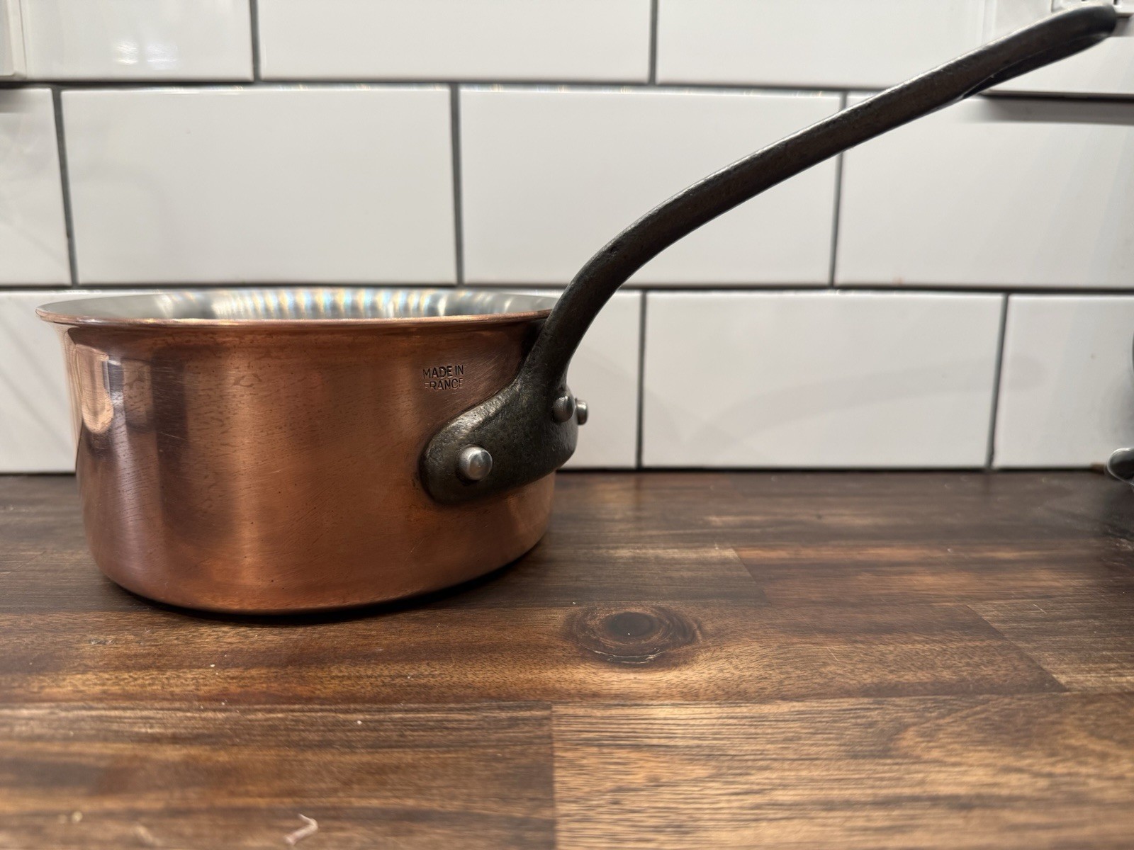 Mauviel Copper Saucepan, Stainless Steel Lined. Made In France