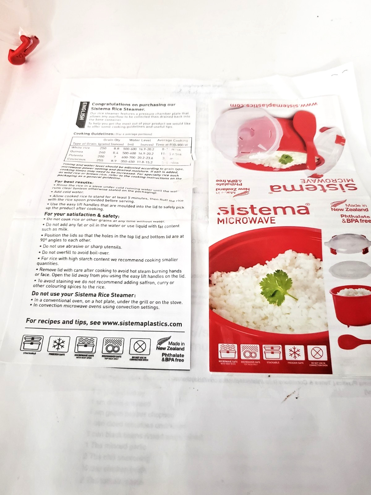 Sistema Microwave Rice Vegetable Pasta Steamer Cooker BPA Free Red 10 Cup New