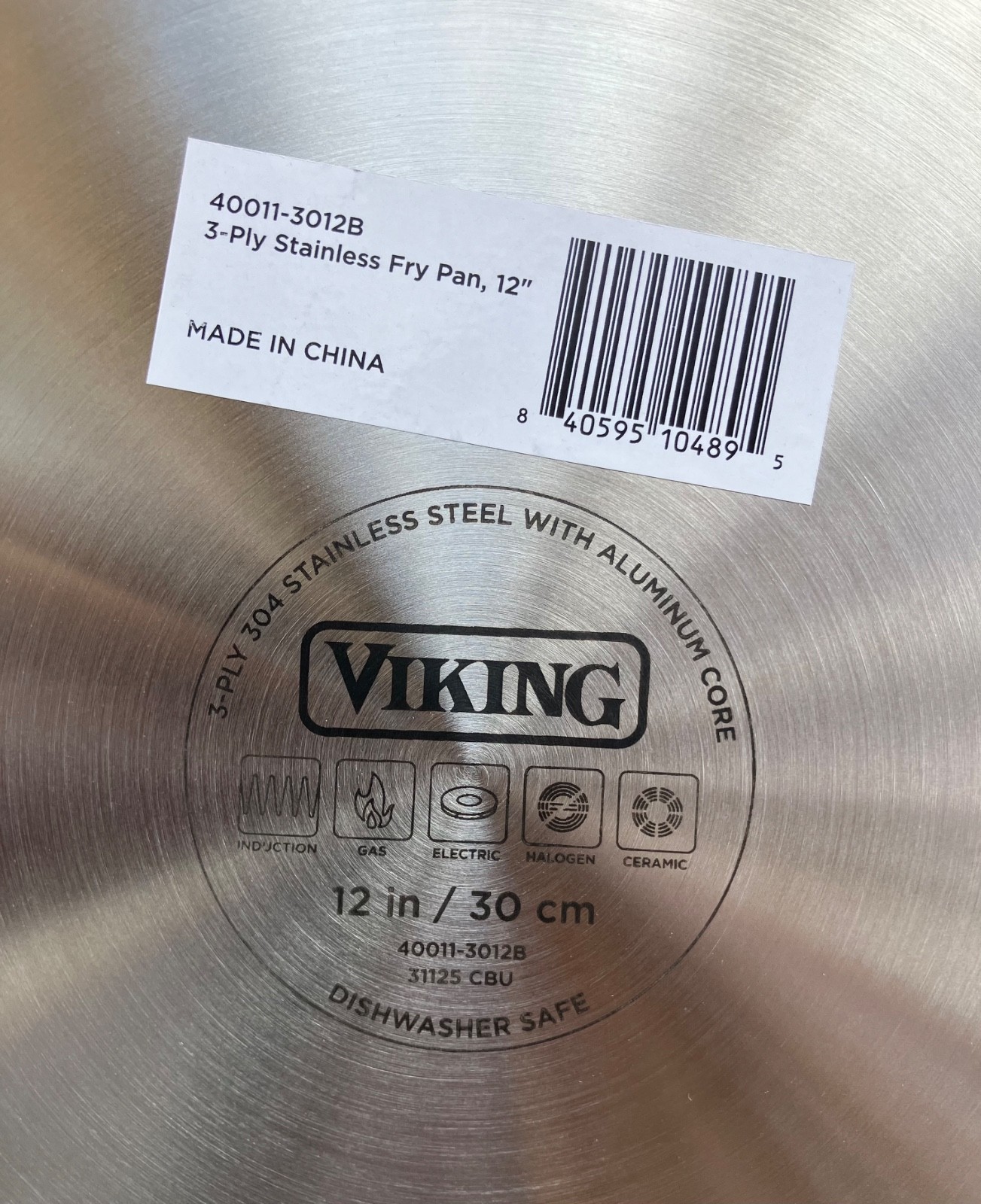 Viking Cookware 3-Ply Stainless Steel 12” Inch Frying Pan/ Skillet NEW Free Ship