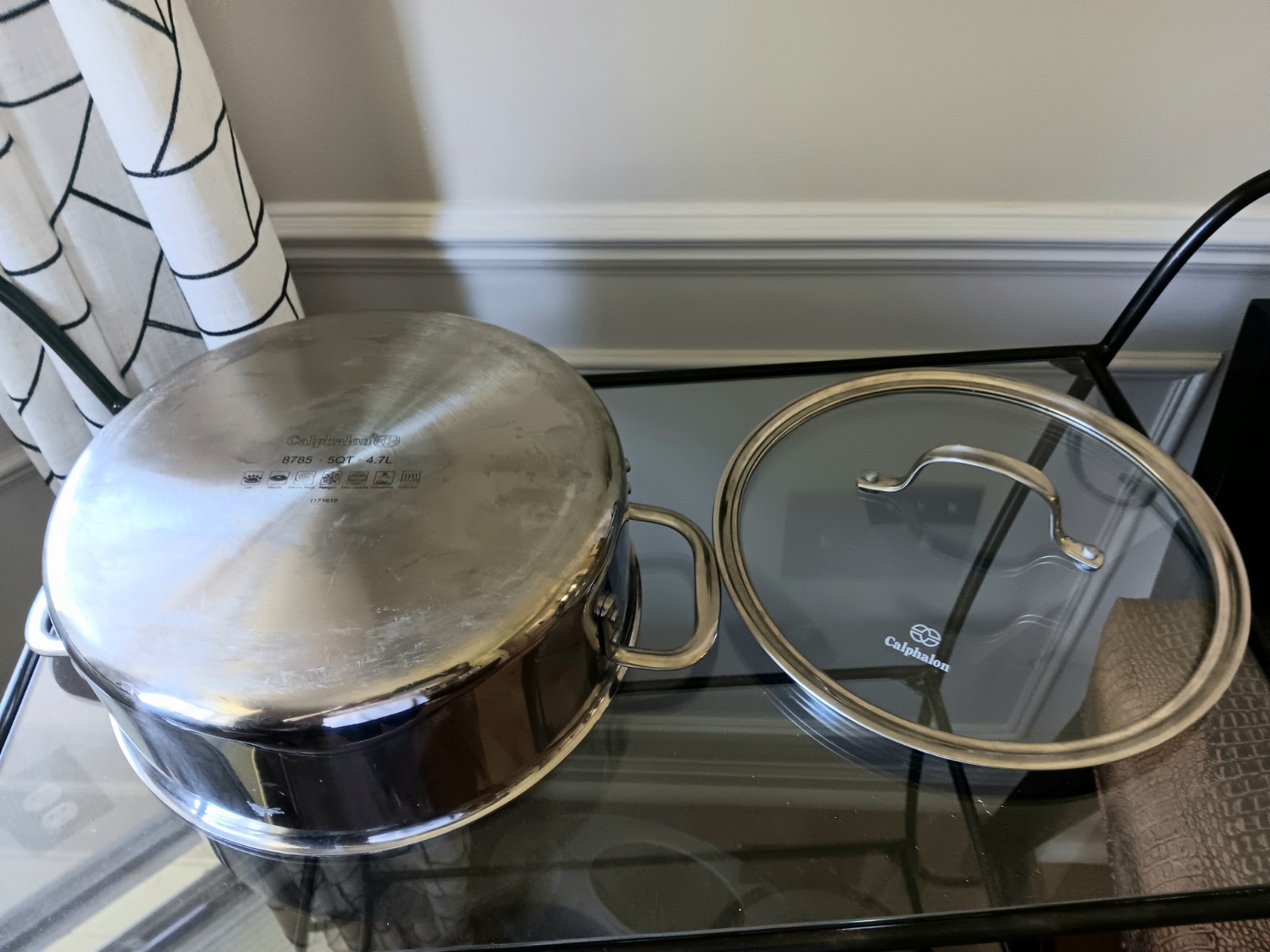 Calphalon 10” Induction Stainless Steel Dutch Oven 5QT Pot & Glass Lid No. 8785