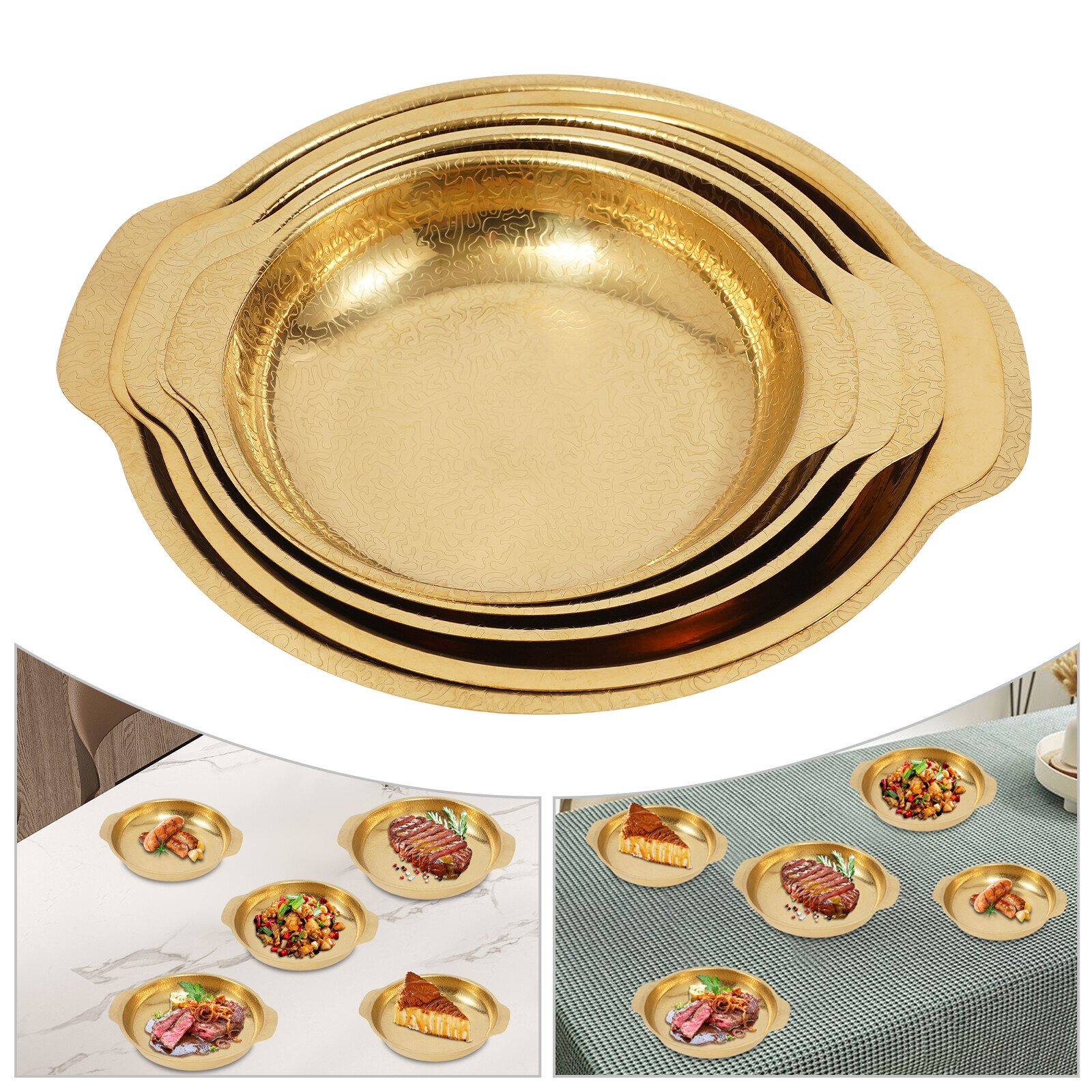 5 Pcs Paella Pans Food Serving Pan Stainless Steel Seafood Pans Cookware Seafood