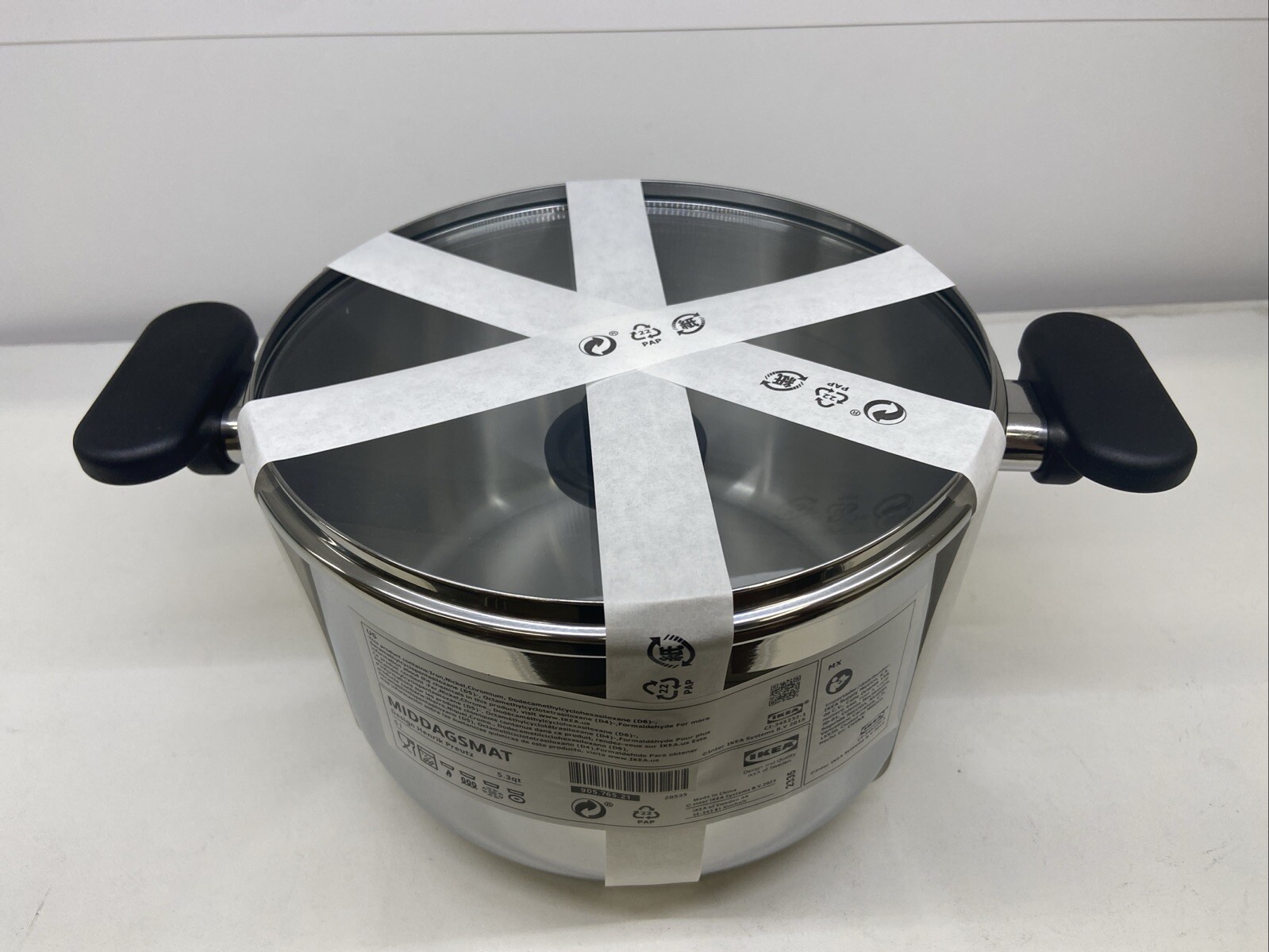 Brand New IKEA MIDDAGSMAT Stainless Steel Pot With Lid, 5 L (5.3 Qt) 905.765.21