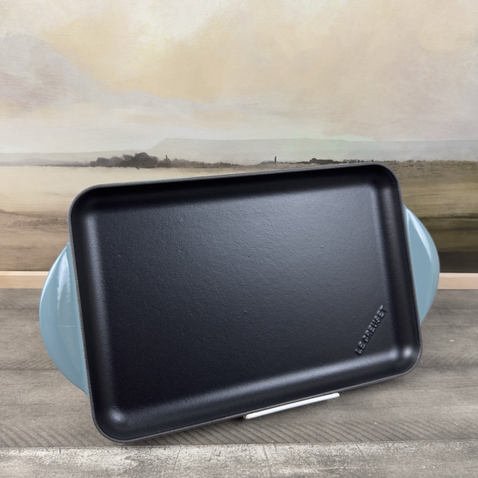 Le Creuset Signature Enameled Cast Iron Skinny Griddle Ocean Scuffed *Read OB