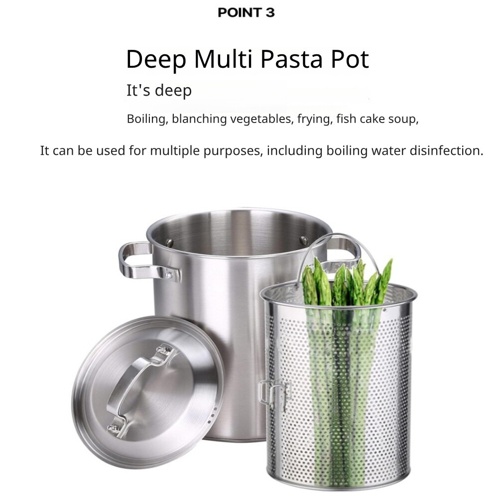 Chef Line Premium Induction 304 Stainless Steel Pasta Pot 4.3L Gas Stove Oven