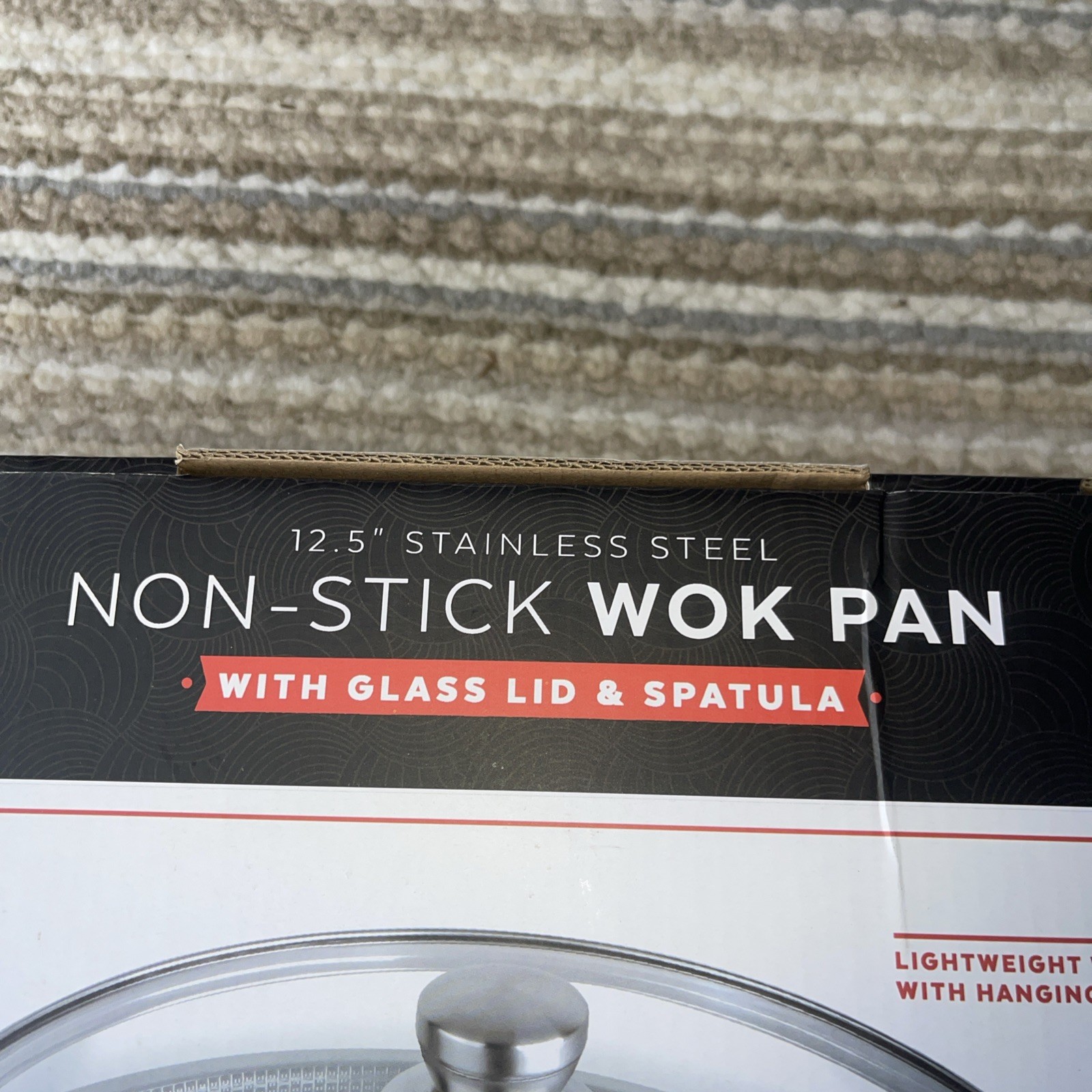 Parini 12.5″ Stainless Steel Non-Stick WOK Pan W/Glass Lid & Spatula New In Box