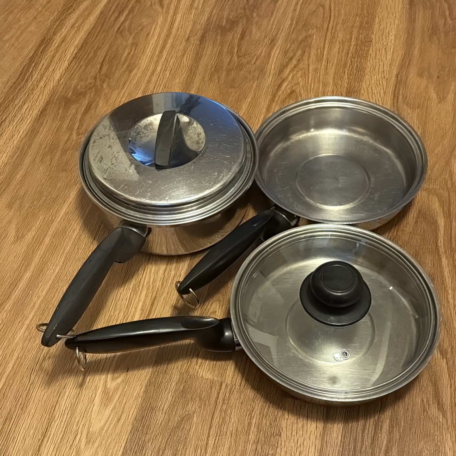 Deluxe Permanent Stainless Cookware Collection Sauce Pan And Skillets