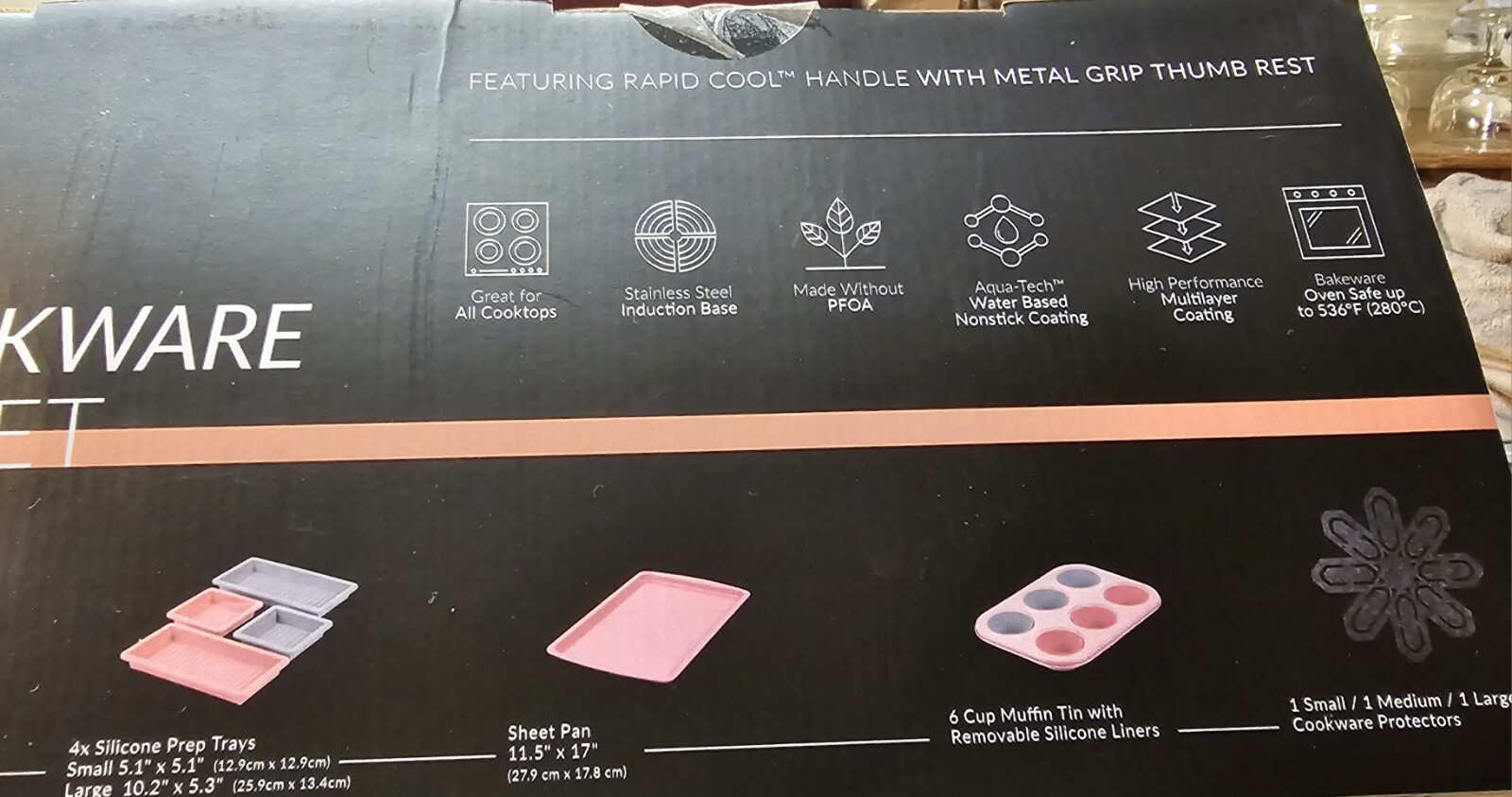 Brooklyn Steel 20 Piece Cookware/Bakeware Set, Speckled Pink. New In Box