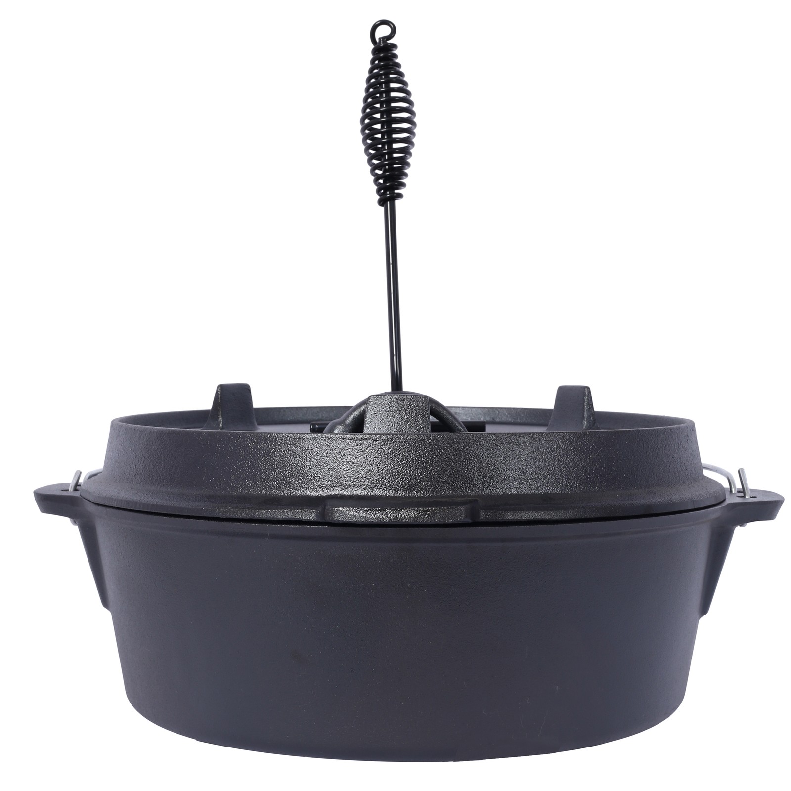 Tileon Dutch Oven12 qt Cast Iron Black Pre-Seasoned Lid Fireplace BBQ Camp Bake