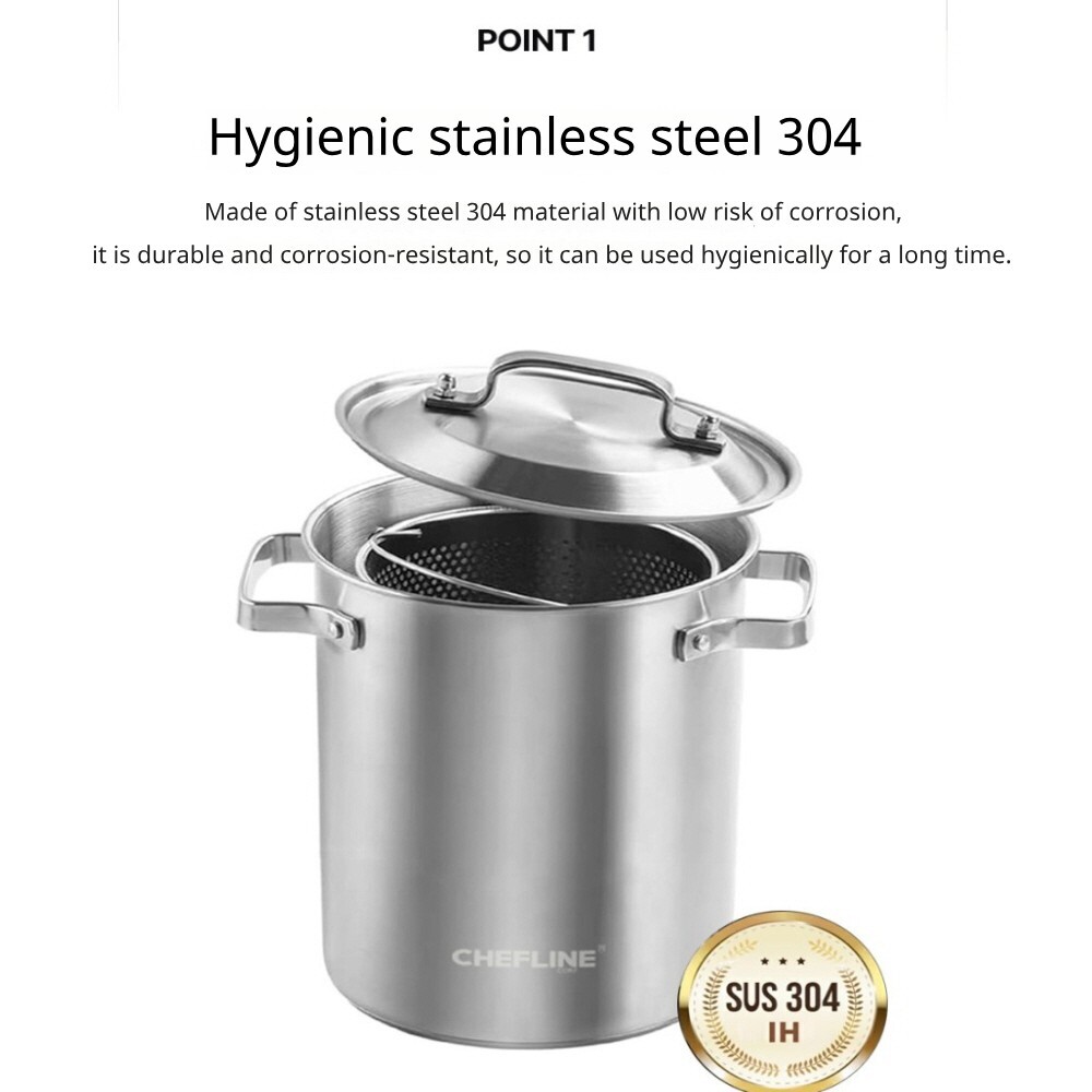 Chef Line Premium Induction 304 Stainless Steel Pasta Pot 4.3L Gas Stove Oven