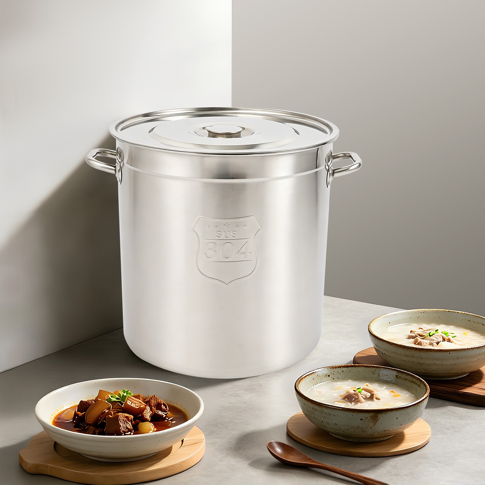 48L Stainless Steel Pot Large Cooking Pot with Lid Stainless Steel Soup Pot