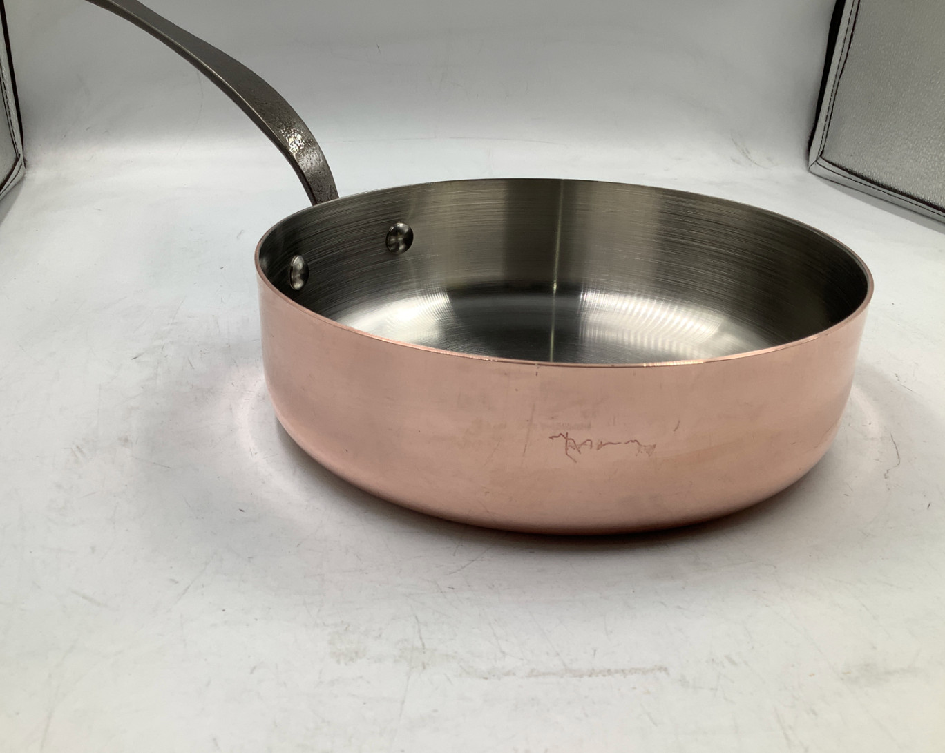 Mauviel M’Heritage M150CI Polished Copper & Stainless Steel Saute Pan, 1.8 Qt