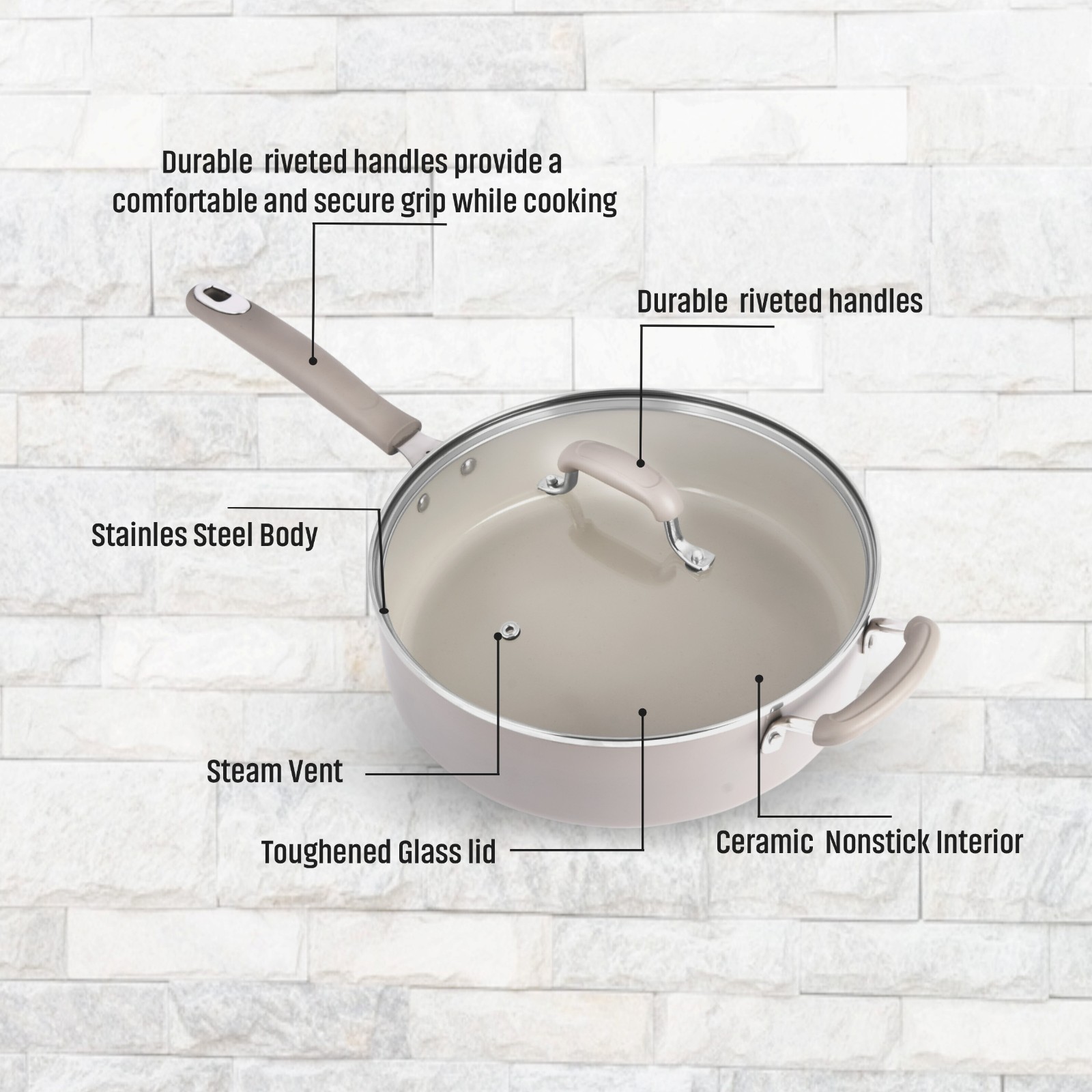 Mainstays 4.7QT Jumbo Cooker with Lid Heavy Gauge Ceramic