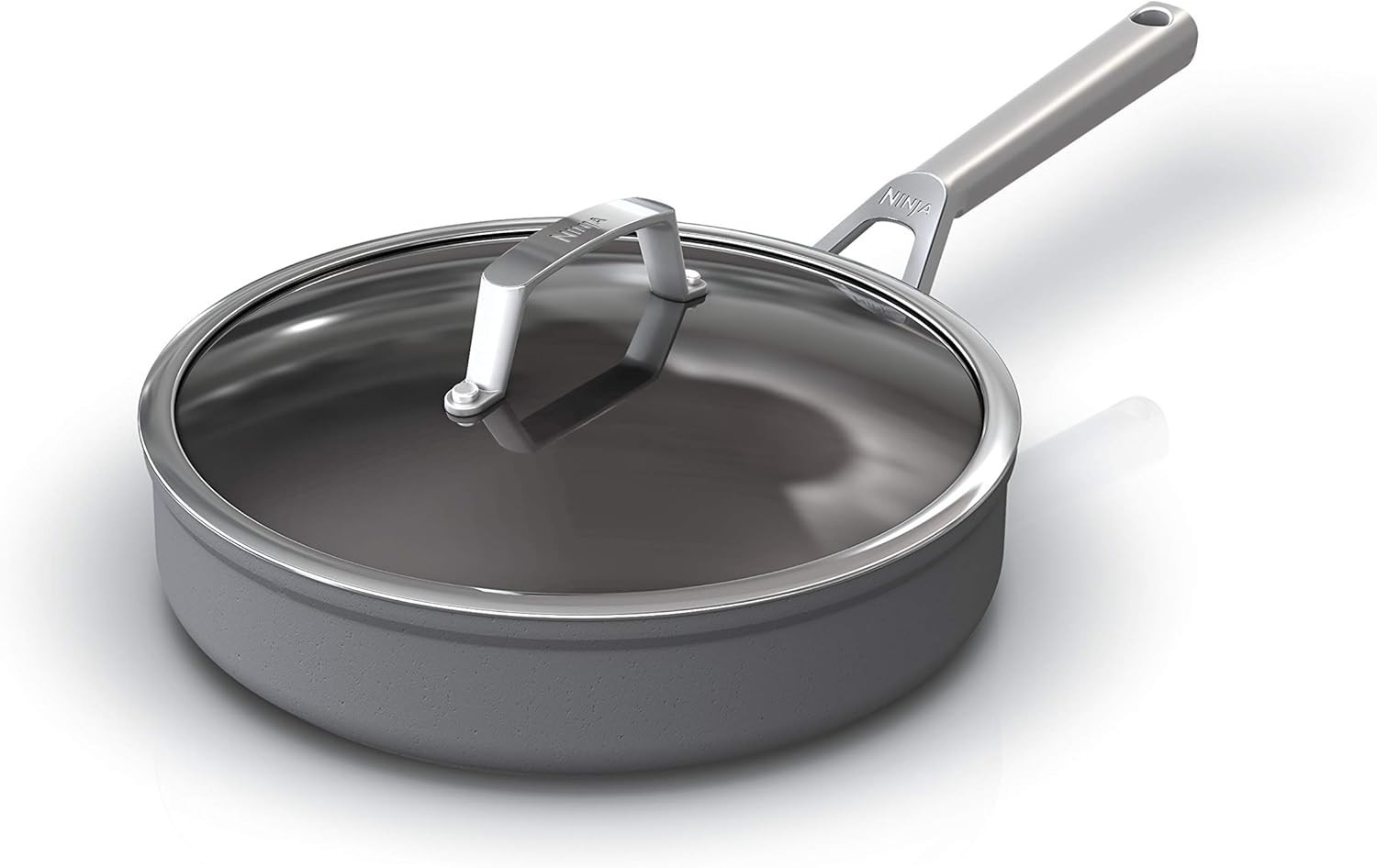 Nonstick 3QT Sauté Pan with Glass Lid Hard Anodized Oven Safe 500°F