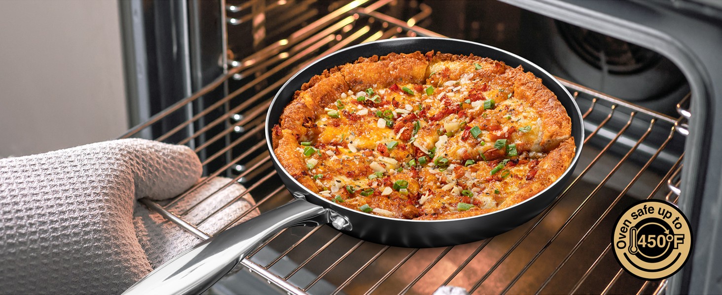 Ceramic Frying Pan – 10 Inch Frying Pan Nonstick with Lid, Non-Toxic Skillet