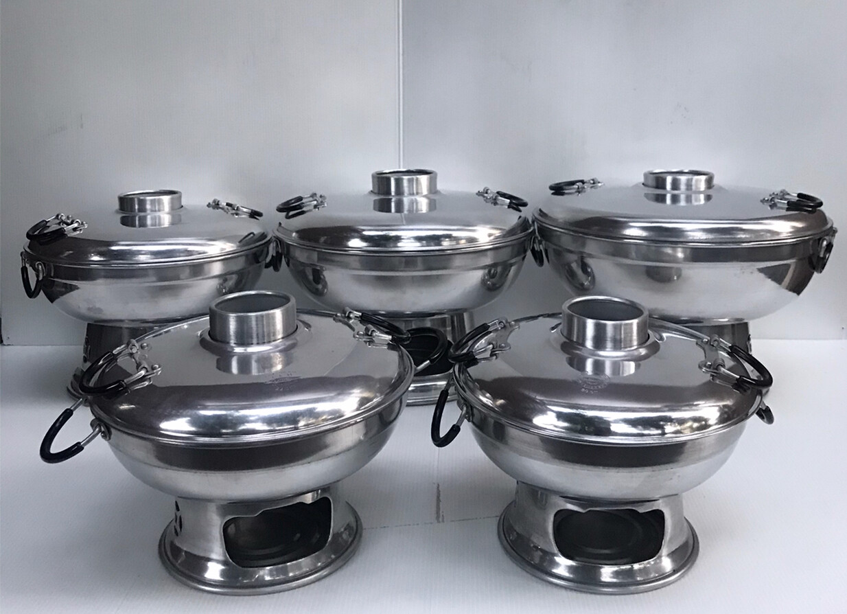 Thai Traditional Hot Pot with Chimney Chafing Dish Aluminum Crocodile Brand