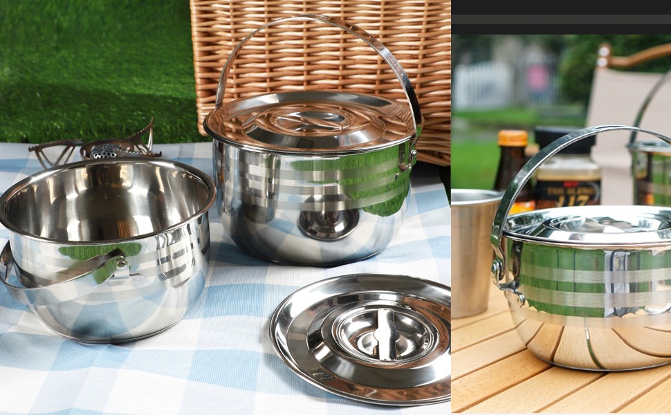 Large Capacity Soup Pot Nonstick Stew Pot Camping Cookware Stainless Steel
