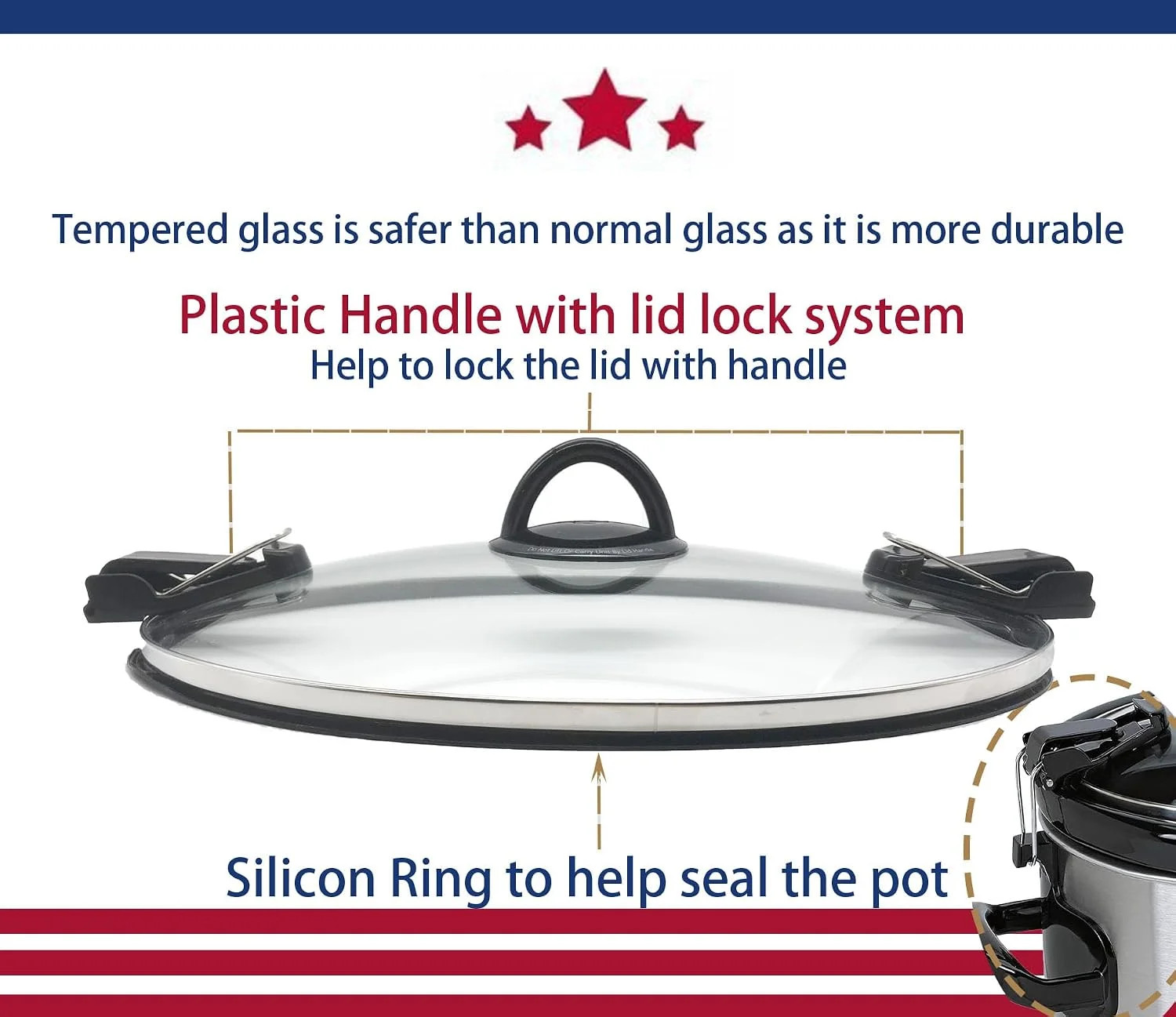 Oval Glass Lid Compatible with Crock Pot 6 Quart Slow Cooker SCCPVL600-S-BR, CPS