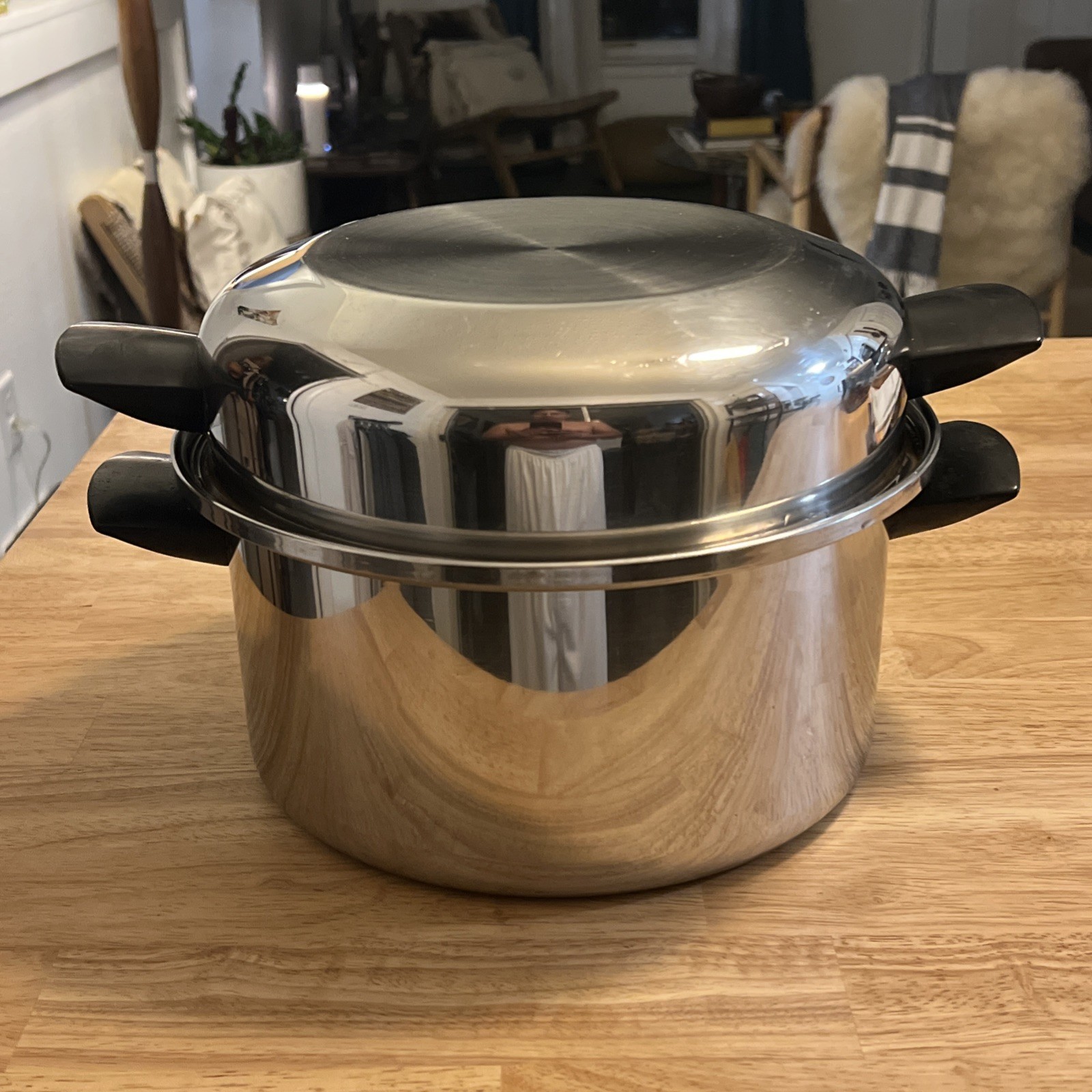 Vintage SEAL-O-MATIC USA Stainless Steel 6 Quart Dutch Oven With Dome Lid