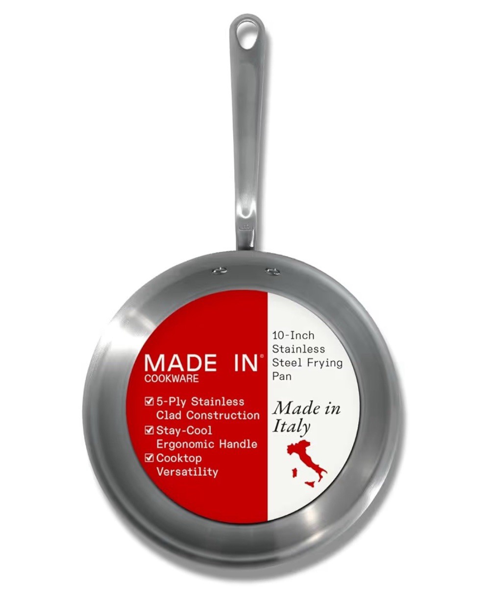 NEW Made In 10″ inch Frying Pan/ Fry Pan – All Stainless Steel 5-Ply Clad A14