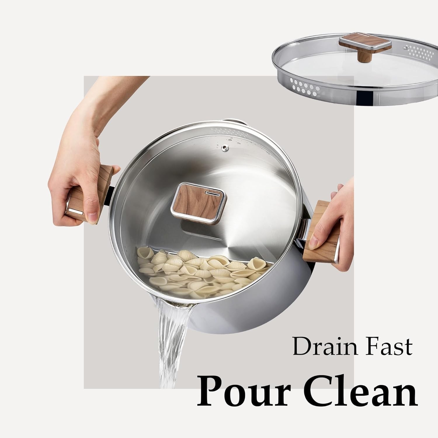 Stock Pot 6QT Stainless Steel Soup Pot with Glass Lid for Pasta Stew