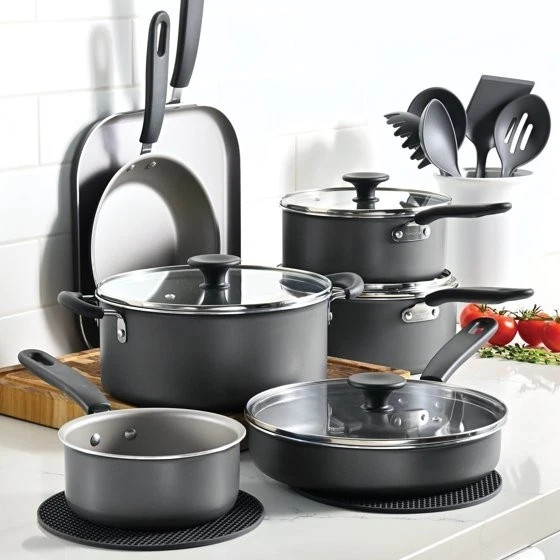 Tramontina Primaware 18-Piece Nonstick Cookware Set, Asphalt