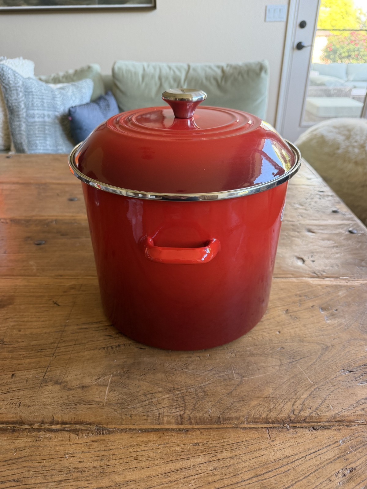 Le Creuset Enamel On Steel 16. qt 28 cm Stockpot Cerise Cherry Red NEW NIB