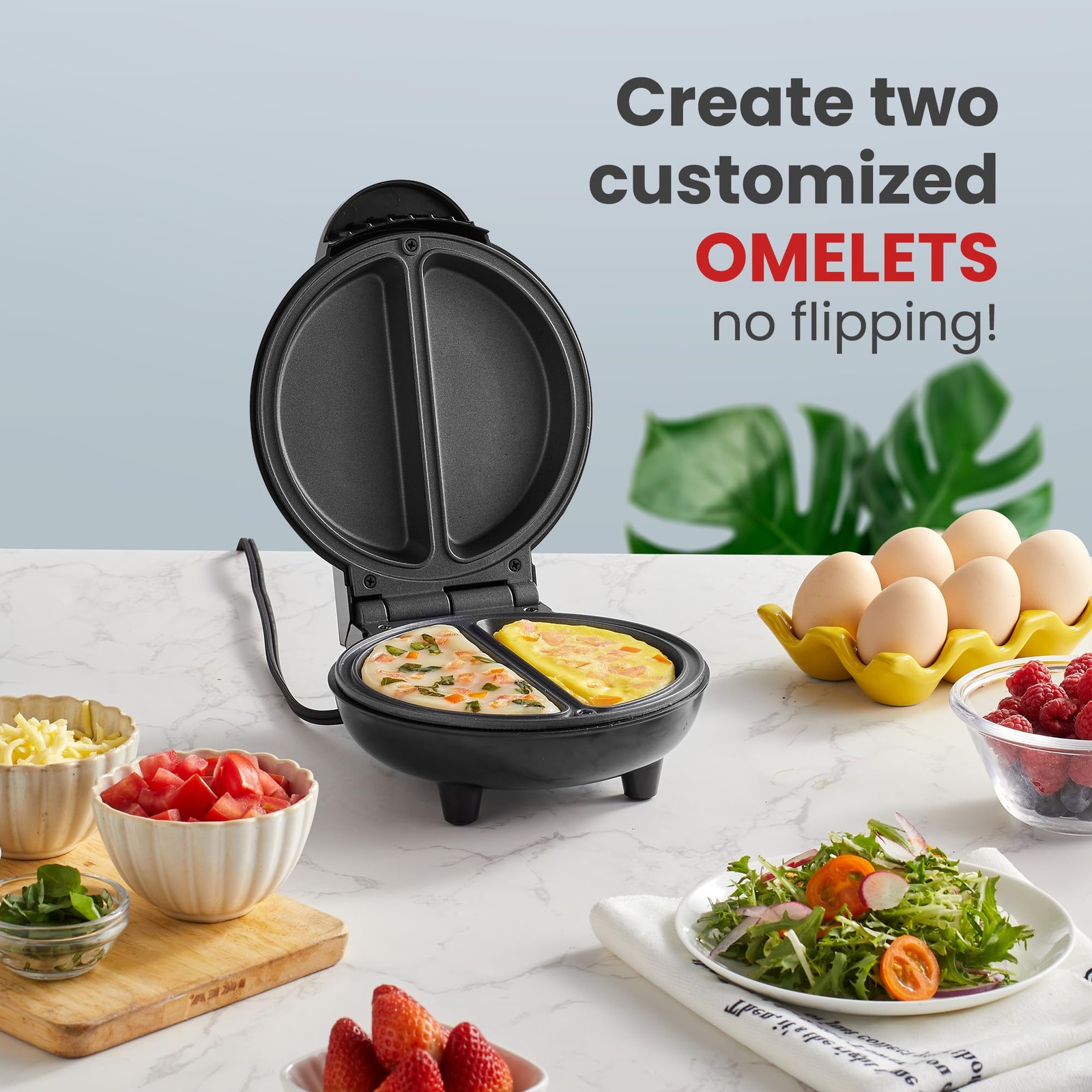 Nonstick Omelet Maker 2 Portion Snack Pocket Cooker Stainless