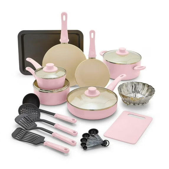 GreenLife 18-Piece Soft Grip Toxin-Free Healthy Ceramic Non-Stick Cookware Set