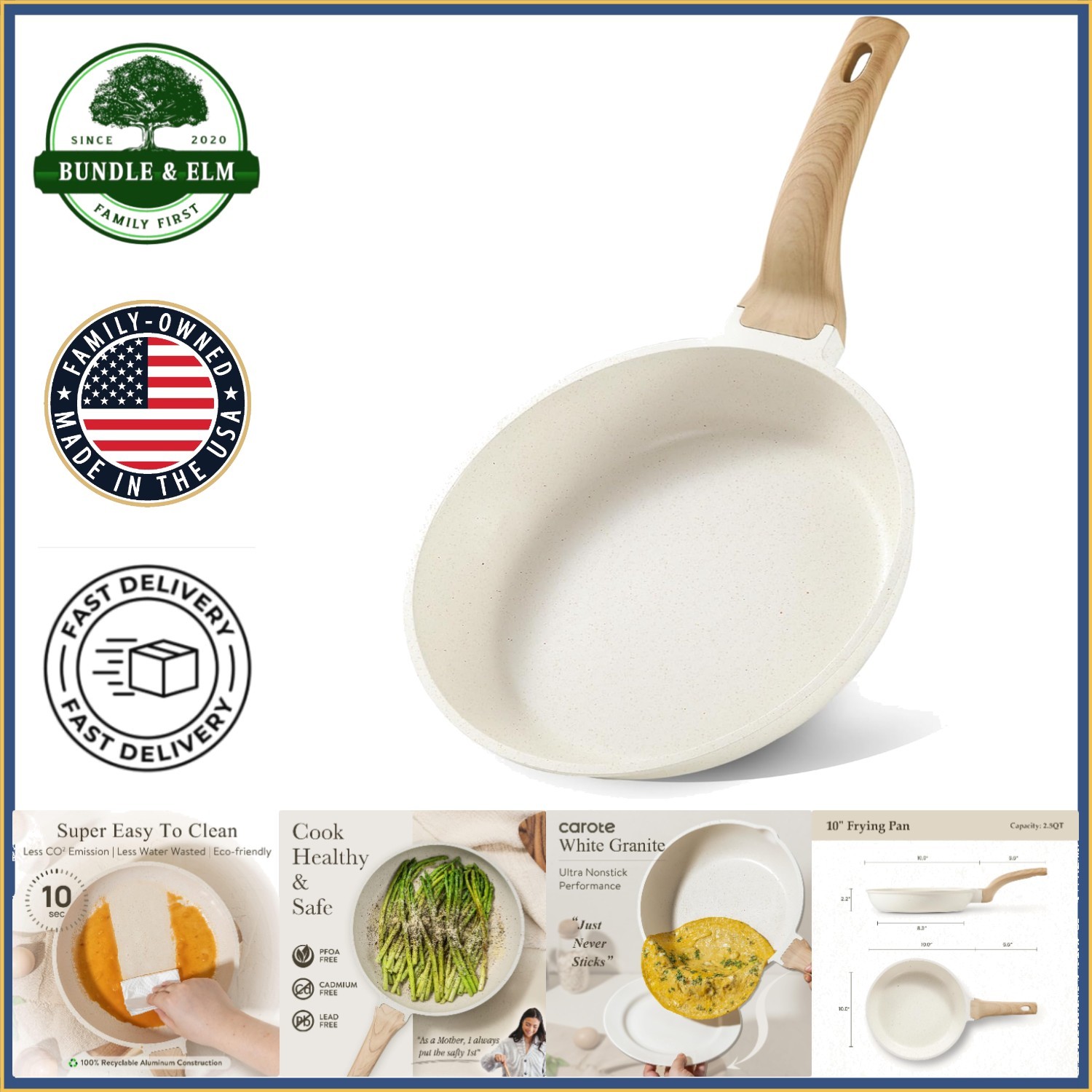 Cream White Nonstick Skillet for Sautéing and Pan-Frying, Induction Compatible