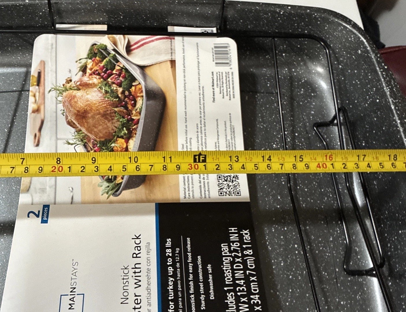 Mainstays Rectangle 18.9″ Non-Stick Dark Grey With Speckle Roaster With Rack